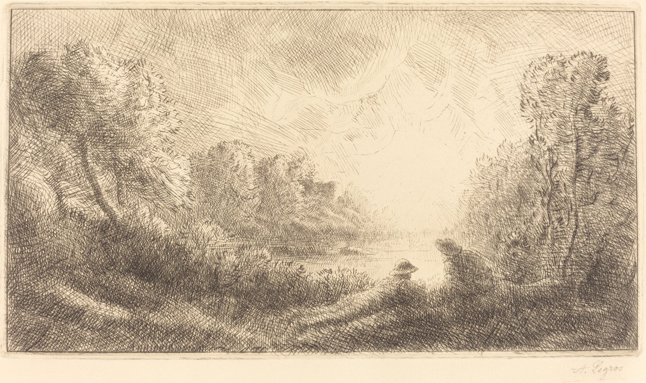 Paisagem: Nascer do sol (Paysage: Lever du soleil) de Alphonse Legros