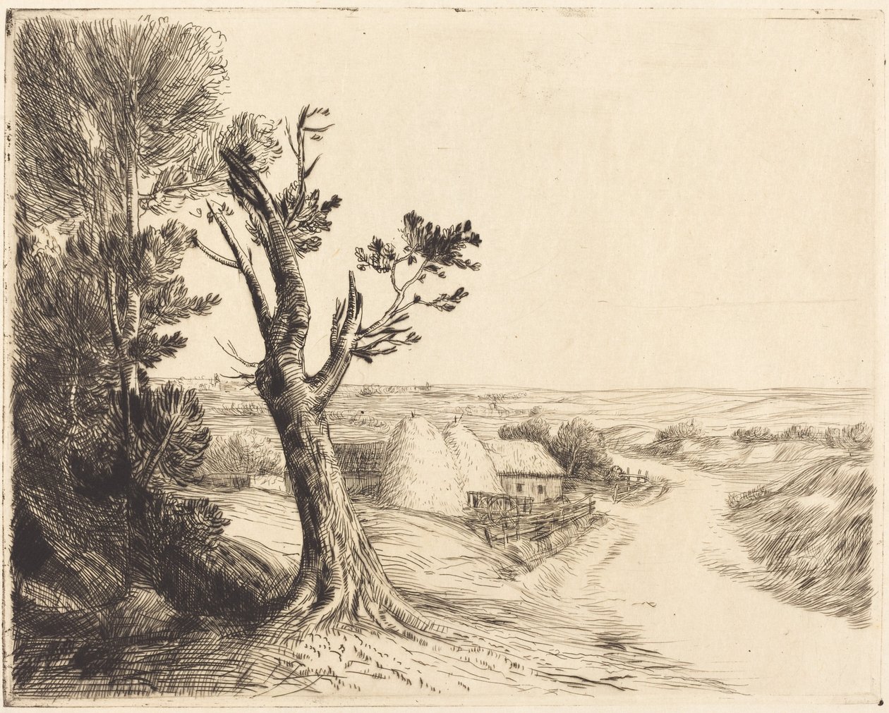 Paisagem com fardos de feno (A paisagem com fardos de feno) de Alphonse Legros