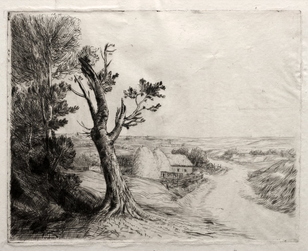 Paisagem com Strawstacks de Alphonse Legros