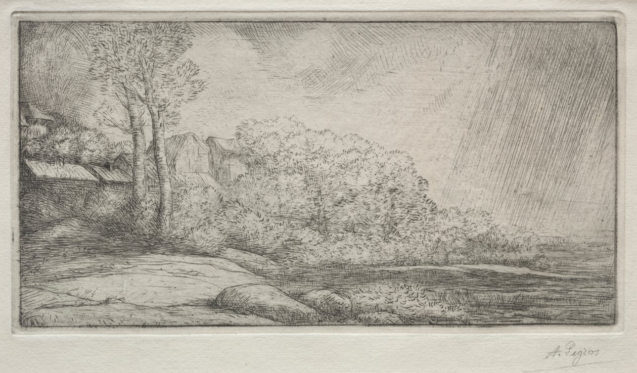 Paisagem com duas árvores de Alphonse Legros