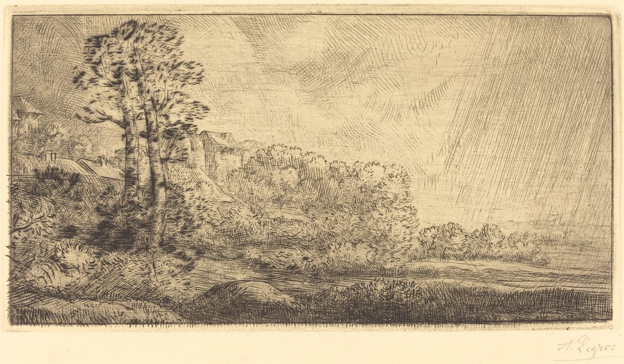 Paisagem com duas árvores de Alphonse Legros