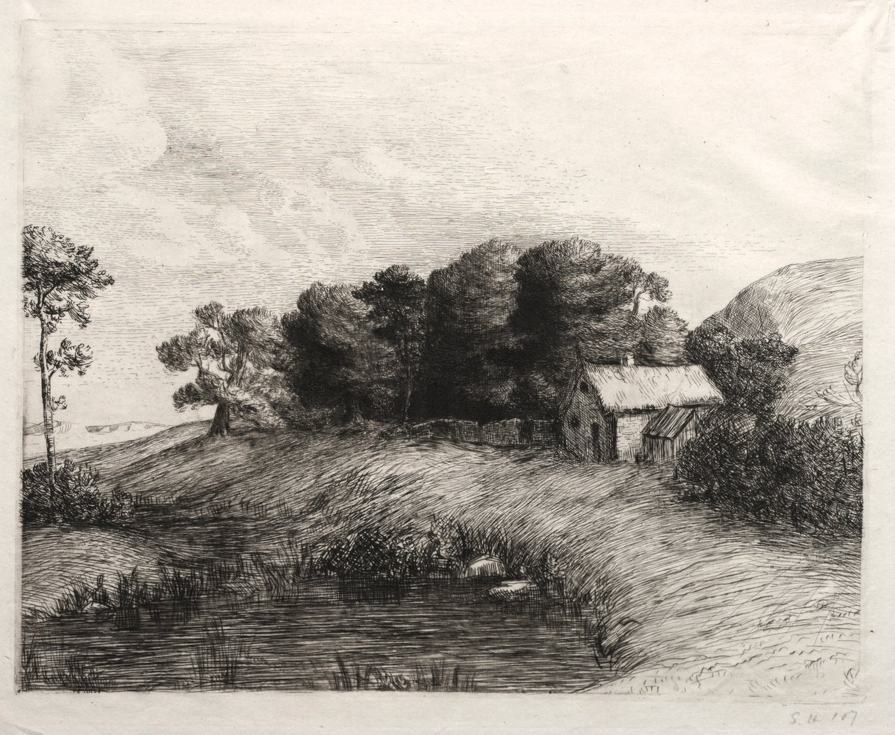 Paisagem com uma lagoa. de Alphonse Legros