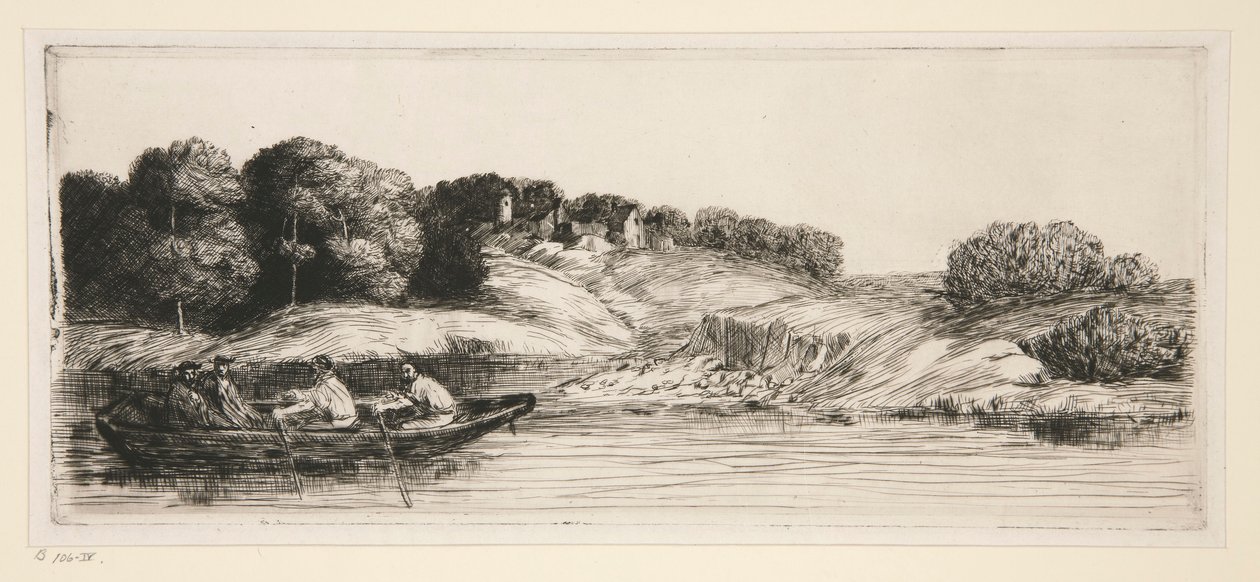 Paisagem com um barco (1ª placa) de Alphonse Legros