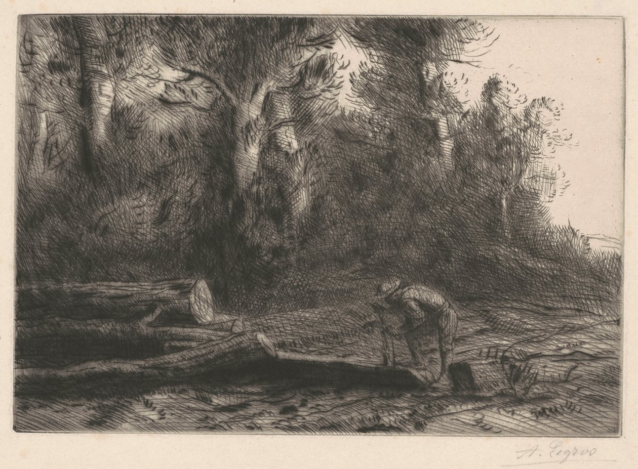Homem a cortar lenha (Homem a cortar toras) de Alphonse Legros