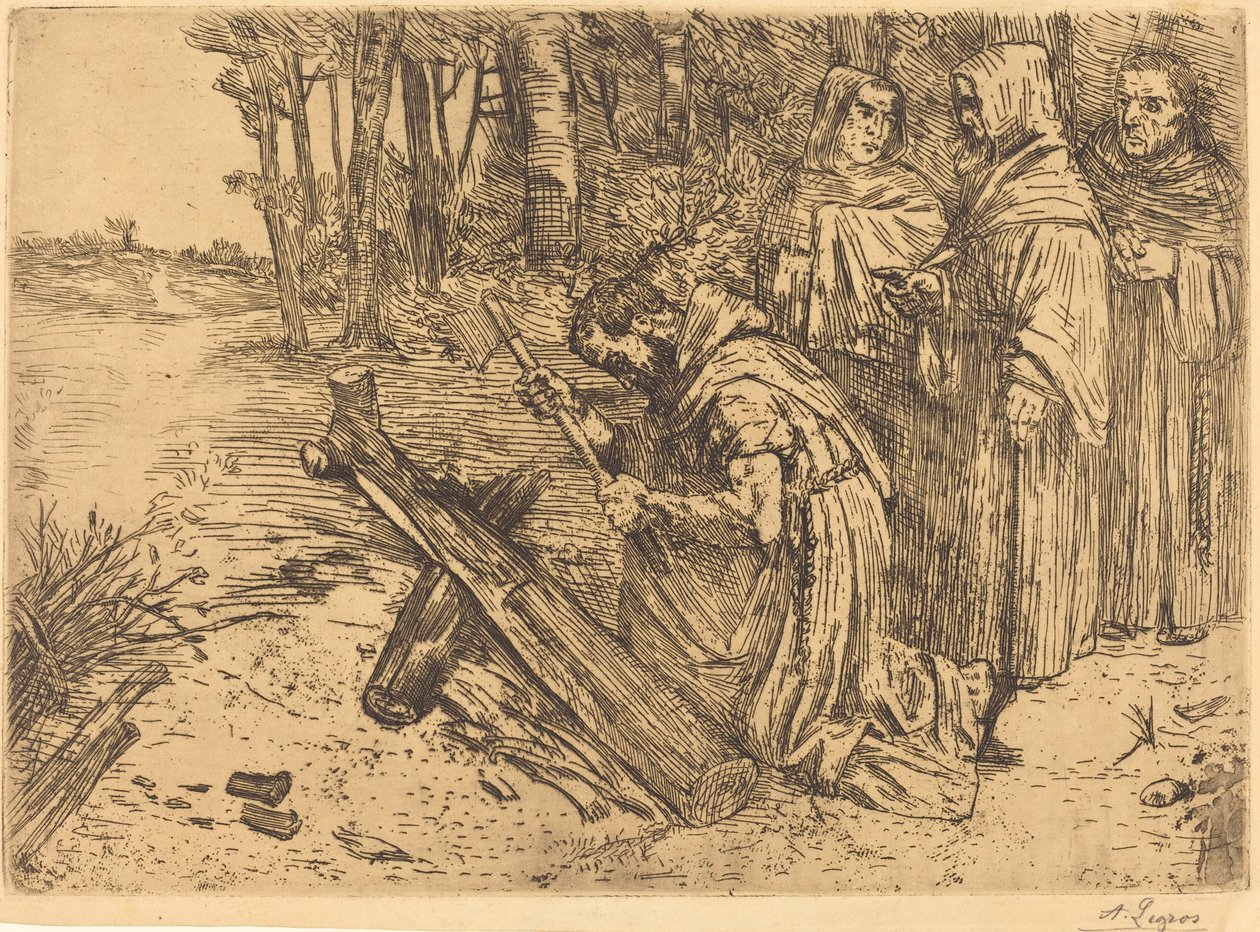 Monges cortando madeira Les moines bucherons. de Alphonse Legros