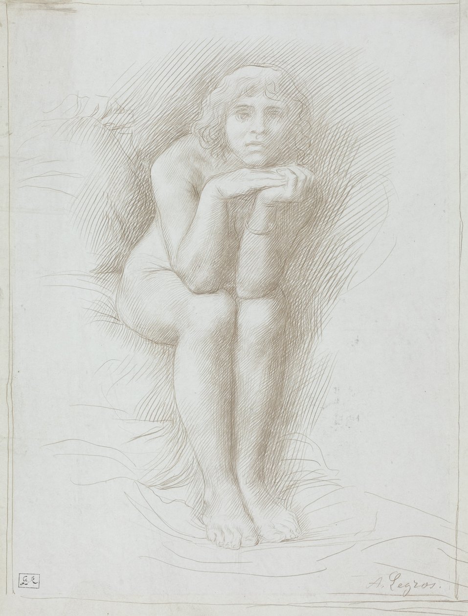 Modelo nua sentada de Alphonse Legros
