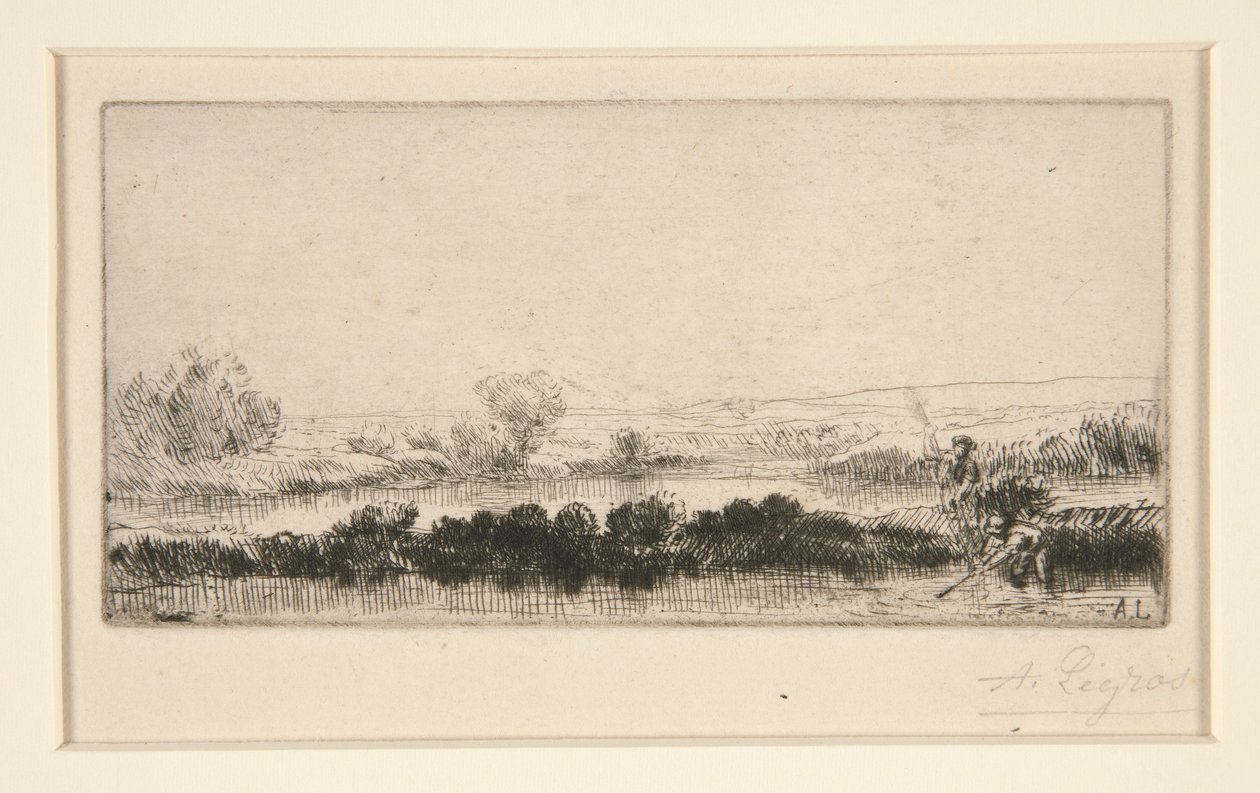 Paysage de Tourbieres: Dans le Marais (Campo de Tourbieres: Nos Pântanos) de Alphonse Legros