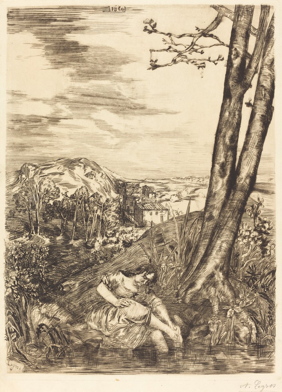Camponesa lavando os pés (Paysanne se lavant les pieds) de Alphonse Legros