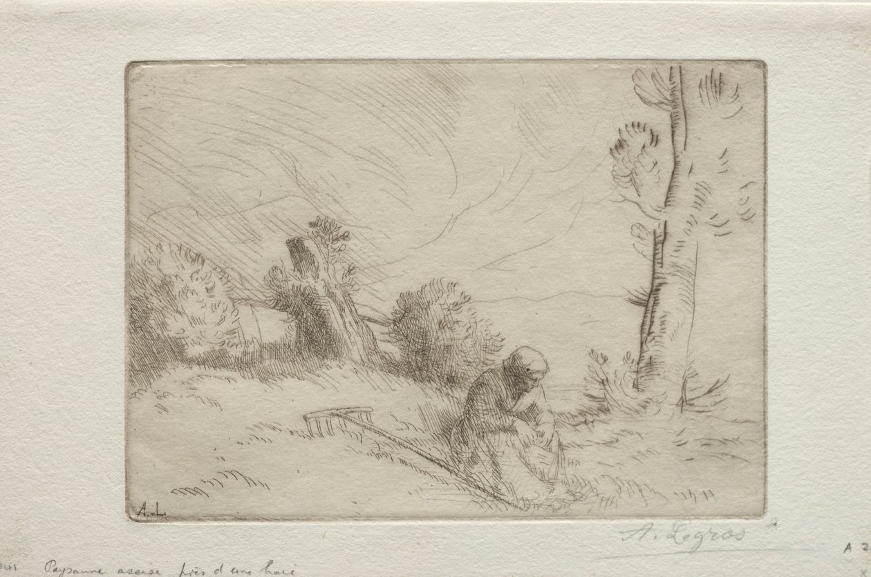 Camponês perto de uma cerca de pedra. de Alphonse Legros
