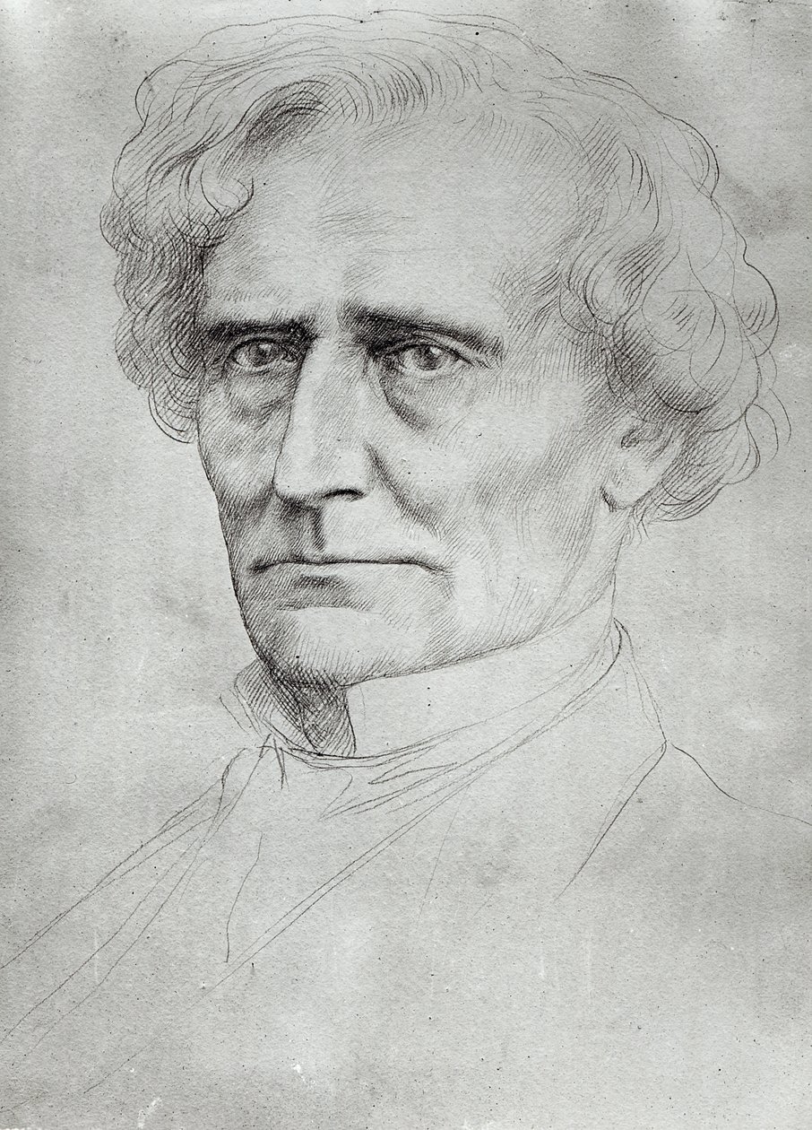 Retrato de Hector Berlioz (1803-69) (caneta e tinta no papel) de Alphonse Legros