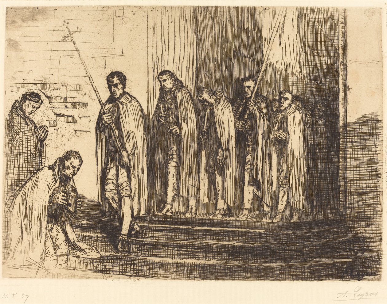 Procissão saindo de uma igreja (La sortie de la procession) de Alphonse Legros