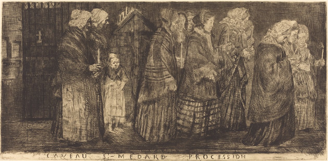 Procissão no Sepulcro de Saint MedardProcession dans le caveaux de St.-Medard, 1859. de Alphonse Legros