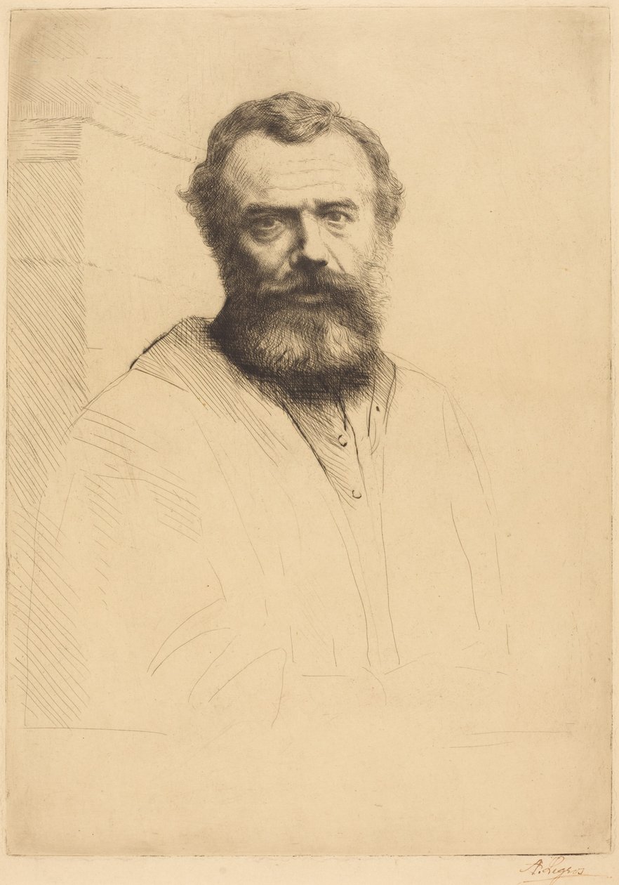 Auto-retrato, 3.ª gravura de Alphonse Legros