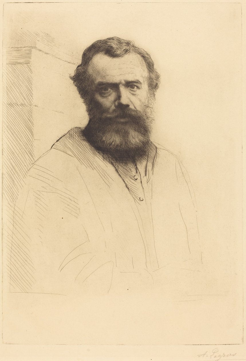 Auto-retrato, 3.ª gravura de Alphonse Legros
