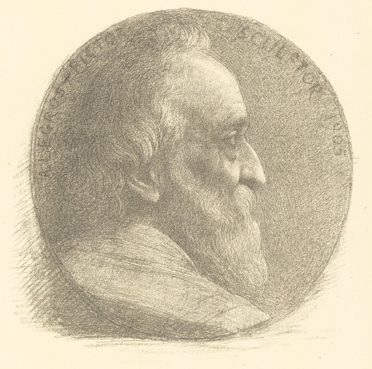 Auto-retrato, medalhão, nº 1, 9ª chapa de Alphonse Legros