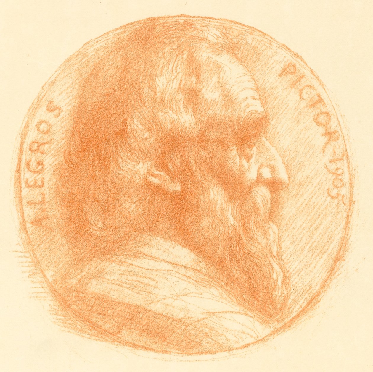 Auto-retrato, medalhão, nº 2, 11ª chapa de Alphonse Legros