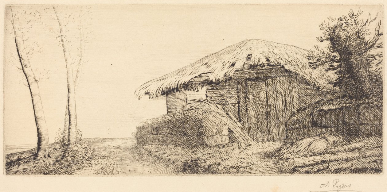 Cabana de pastor numa encosta de Alphonse Legros