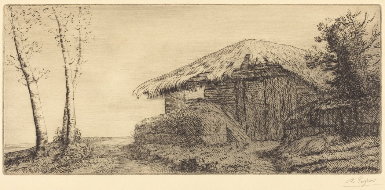 Cabana de pastor numa encosta de Alphonse Legros