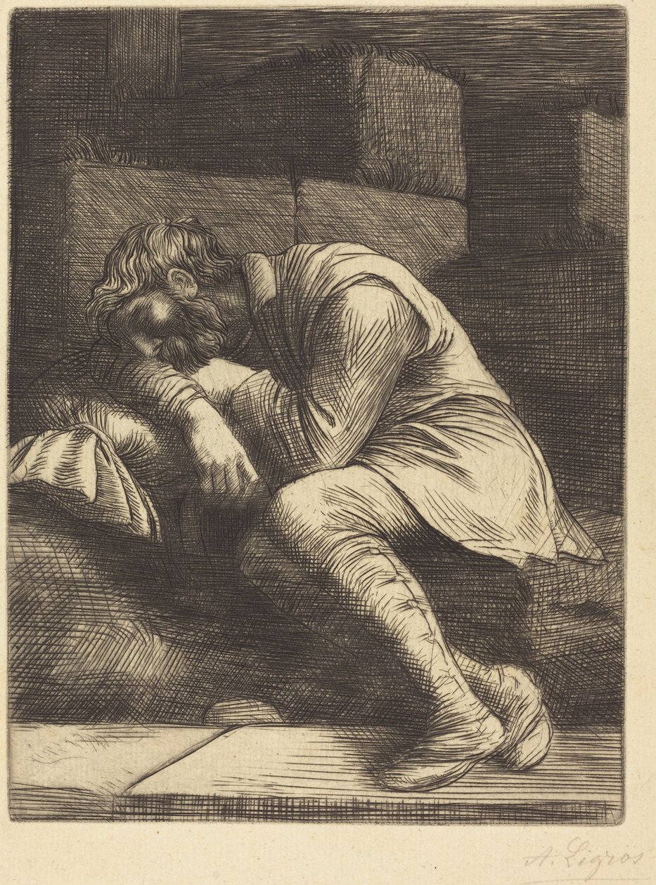 Mendigo adormecido de Alphonse Legros