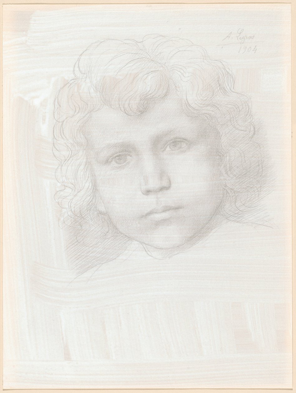 Estudo de Cupido (cabeça de uma menina) de Alphonse Legros