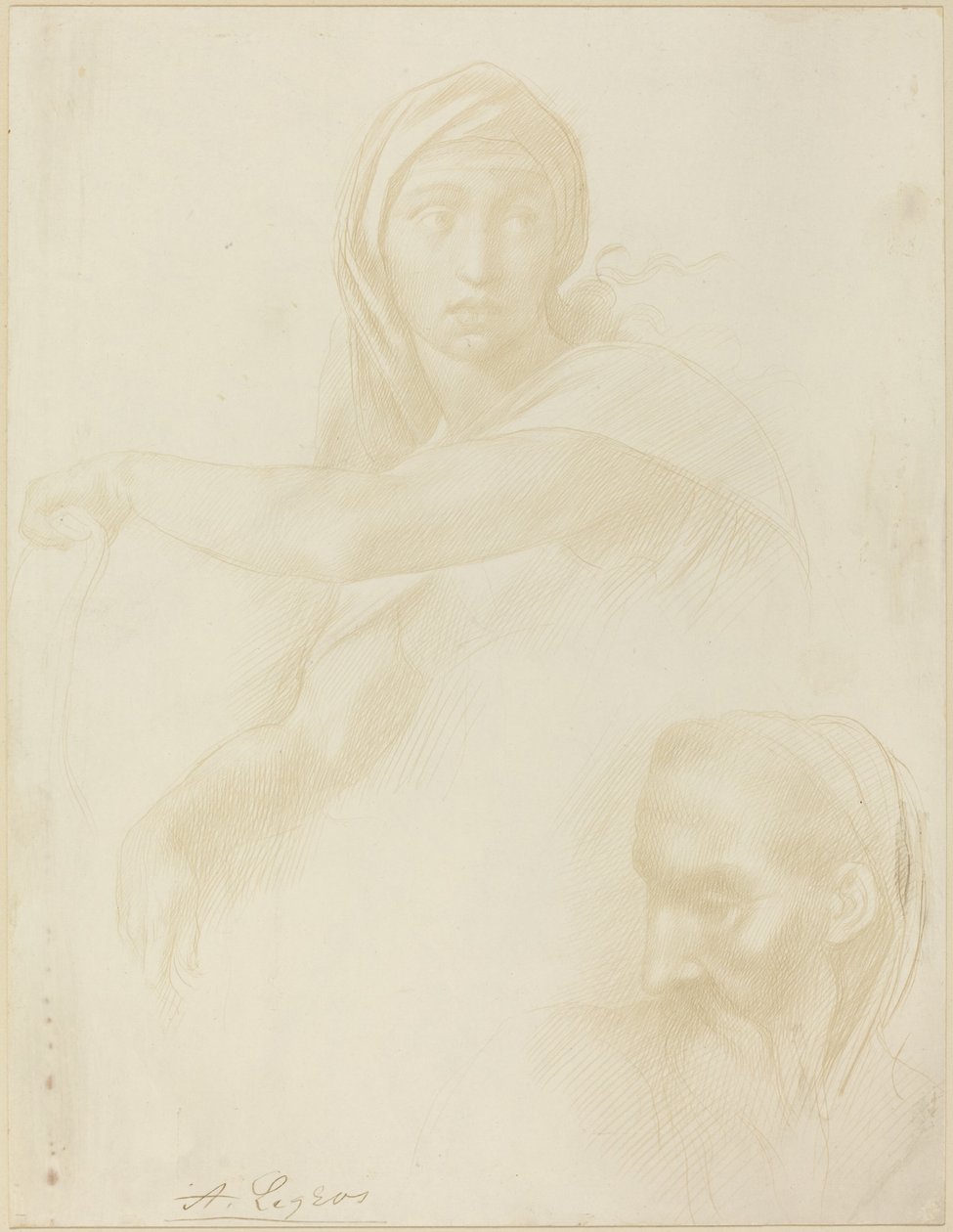 Estudo de Delphic Sibyl, cabeça de um homem. de Alphonse Legros
