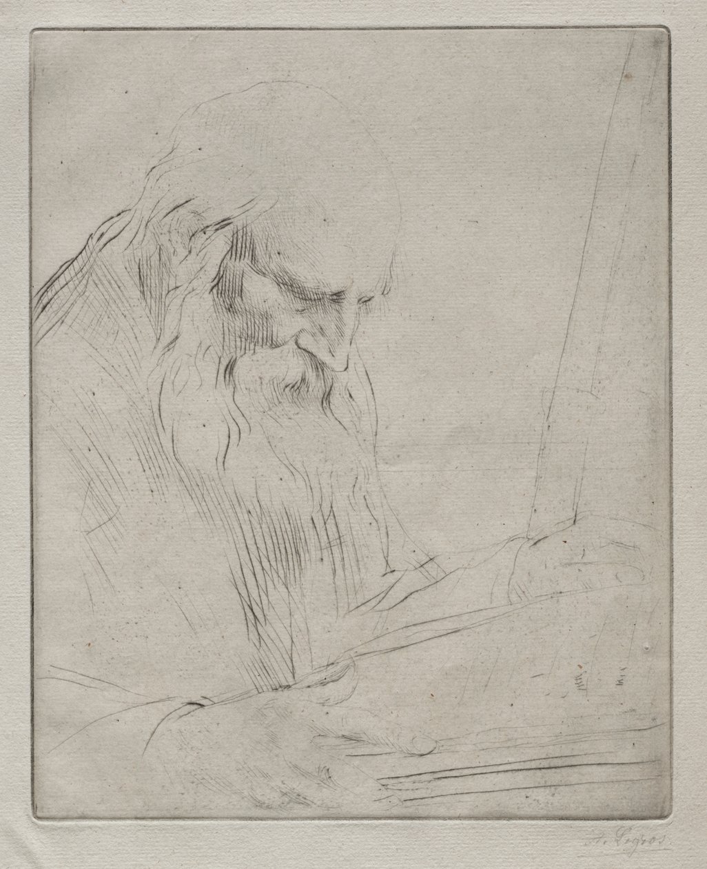 Estudo de um homem lendo de Alphonse Legros