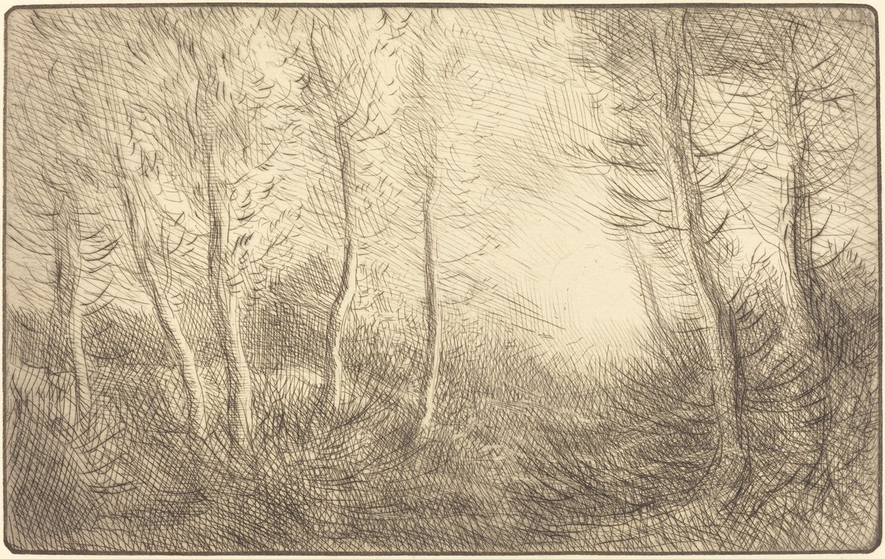 Nascer do sol, Bosques de Clamard (Lever du soleil, bois de Clamart) de Alphonse Legros