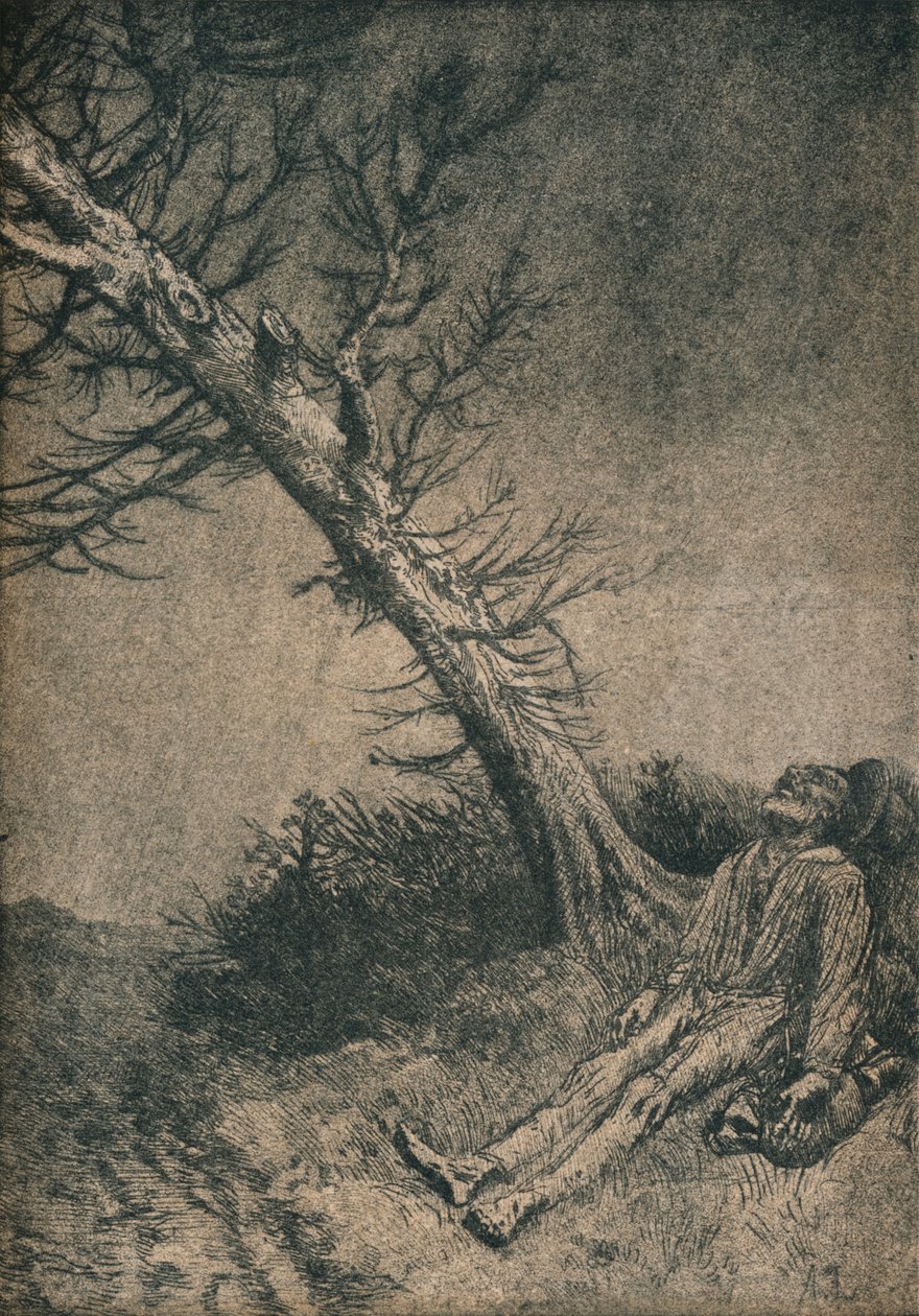 O vagabundo moribundo, 1875 de Alphonse Legros