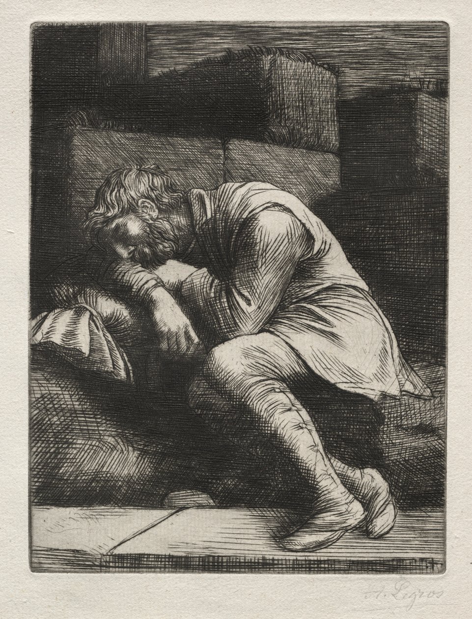 O mendigo adormecido de Alphonse Legros
