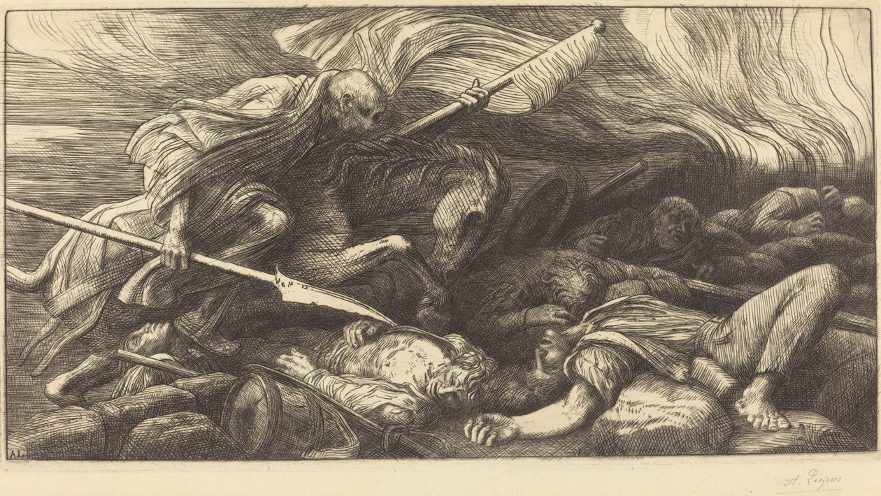 O triunfo da morte: após a batalha Le triomphe de la mort: Apres le combat. de Alphonse Legros