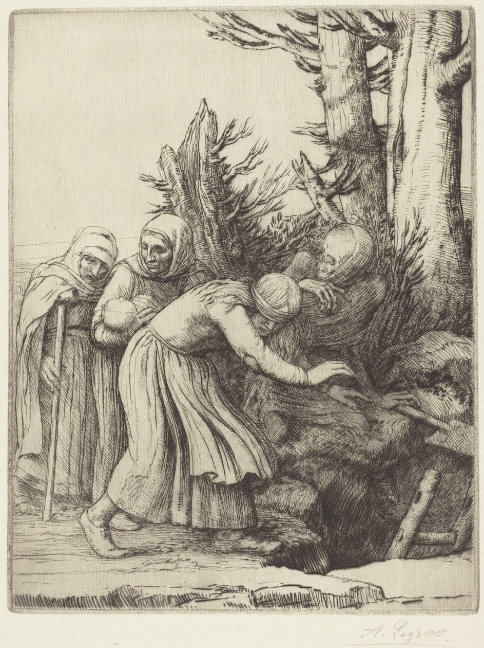 O Triunfo da Morte: A Morte Prepara uma Morada para os Desamparados (Le triomphe de la Mort: La mort a prepare une demeure a des abandonnees) de Alphonse Legros