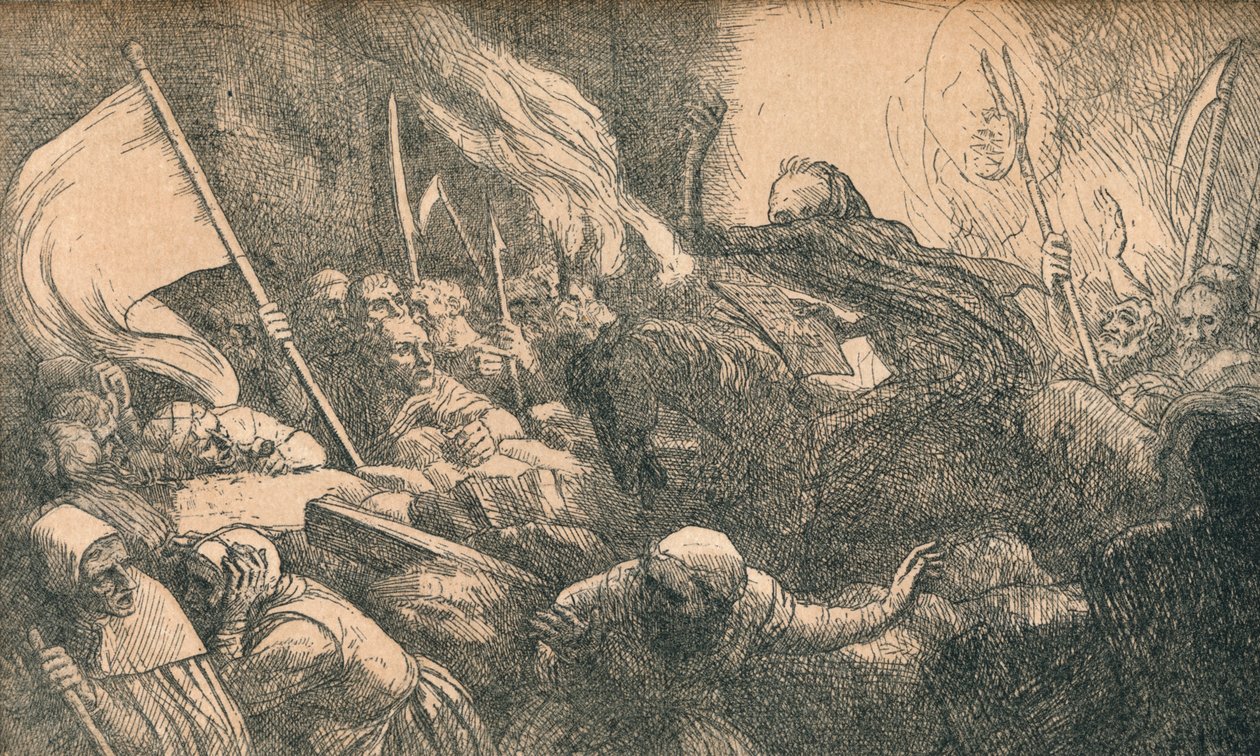 O triunfo da morte, a proclamação, c1885 de Alphonse Legros