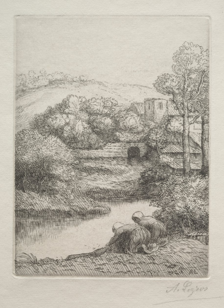 The Washing Place, chamado The Washerwomen (Le Lavoir, Dite "Les Laveuses") de Alphonse Legros