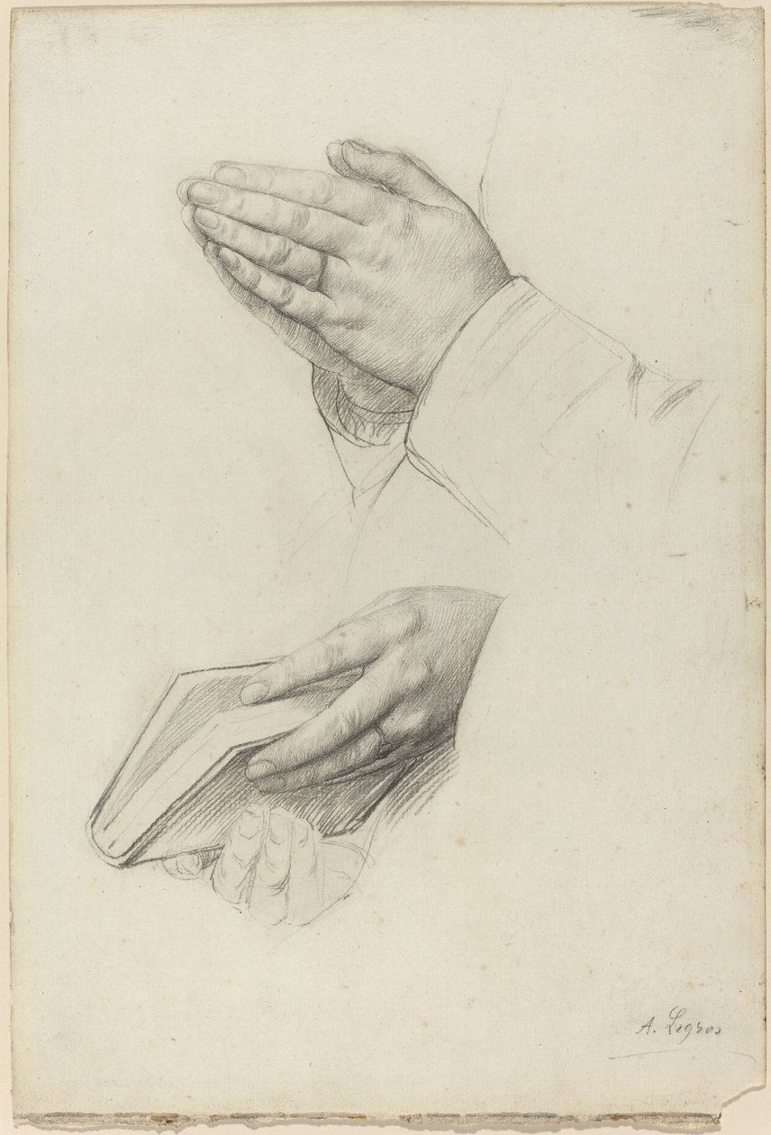 Dois estudos de mãos de Alphonse Legros