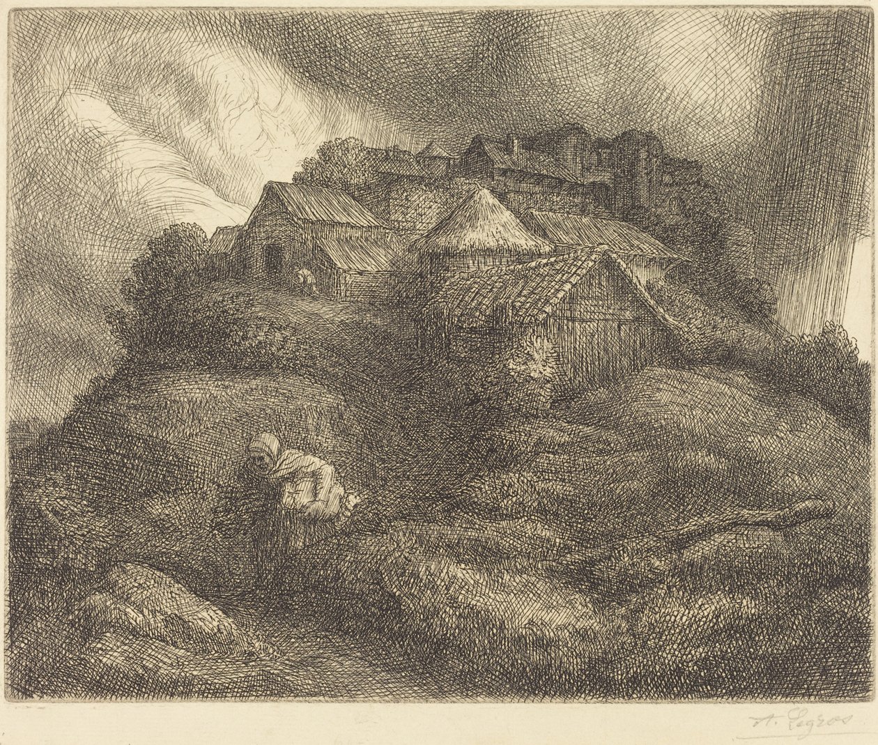 Aldeia de Saint-Pierre durante uma Tempestade Aldeia de Saint-Pierre, Efeito Tempestade. de Alphonse Legros