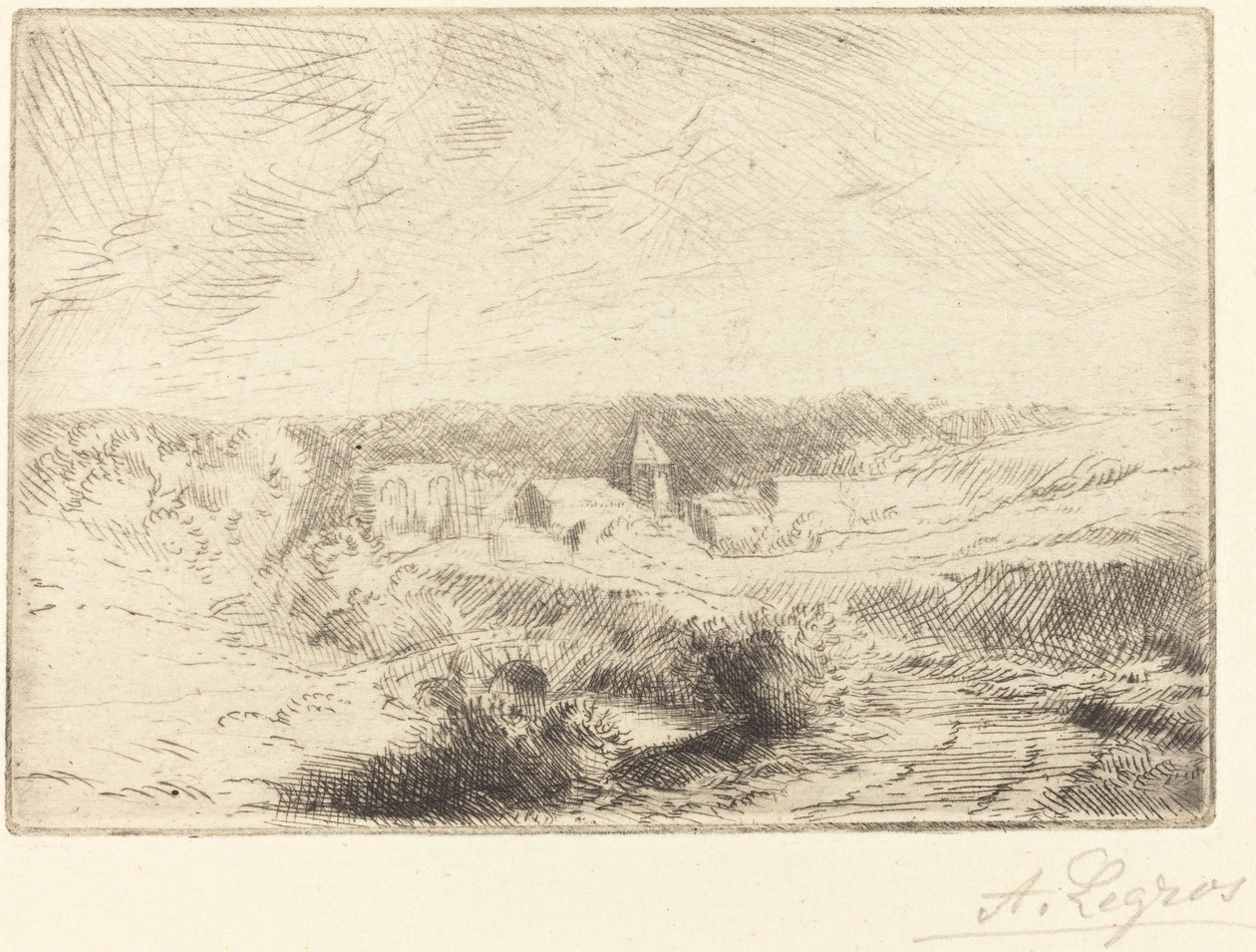 Aldeia de Wimille, perto de Boulogne (Village de Wimille, pres Boulogne) de Alphonse Legros