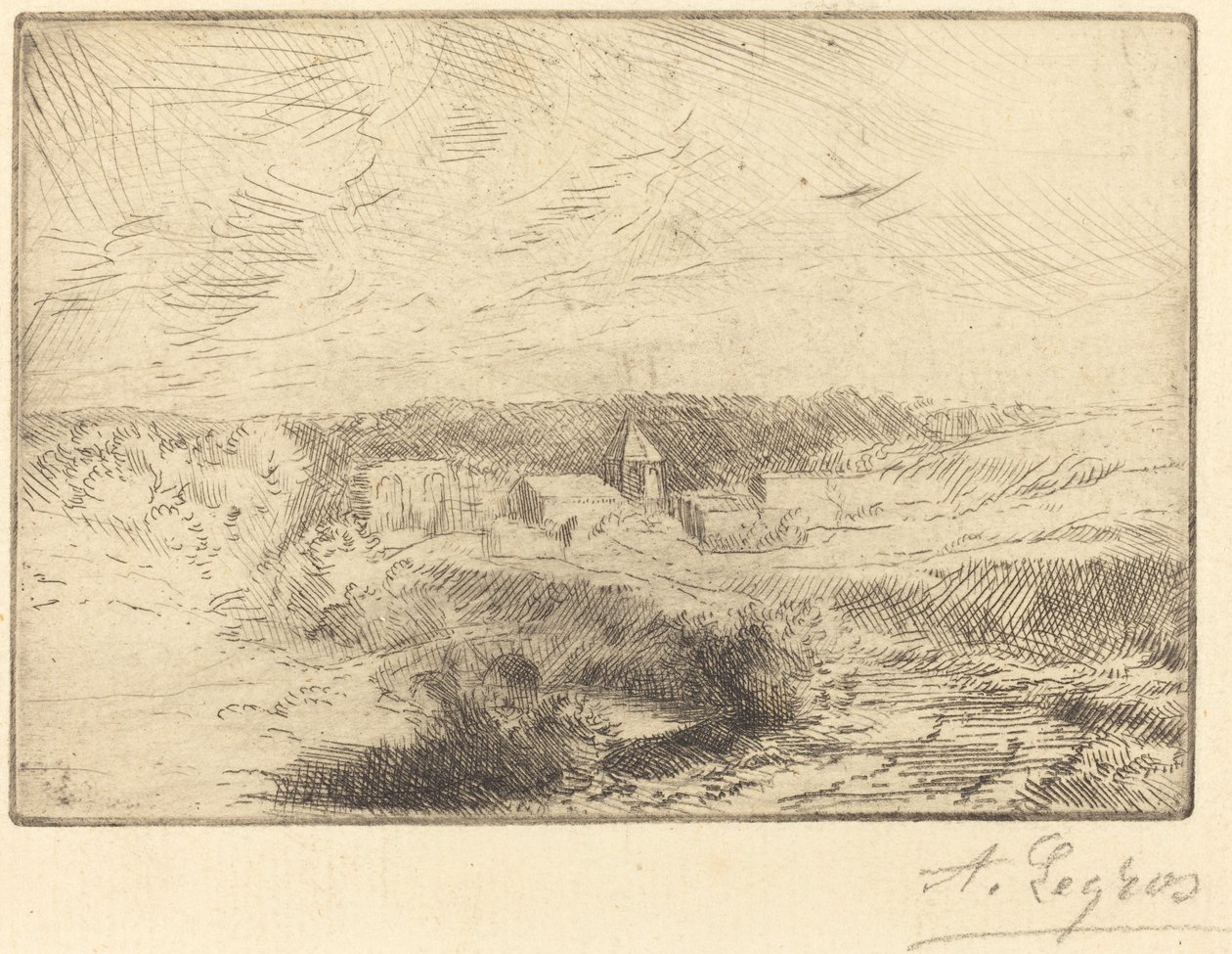 Aldeia de Wimille, perto de Boulogne Aldeia de Wimille, pres Boulogne. de Alphonse Legros