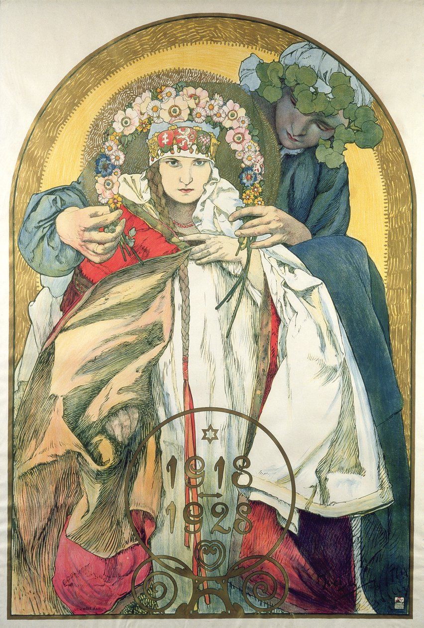 10º Aniversário da Independência da República da Checoslováquia de Alphonse Marie Mucha