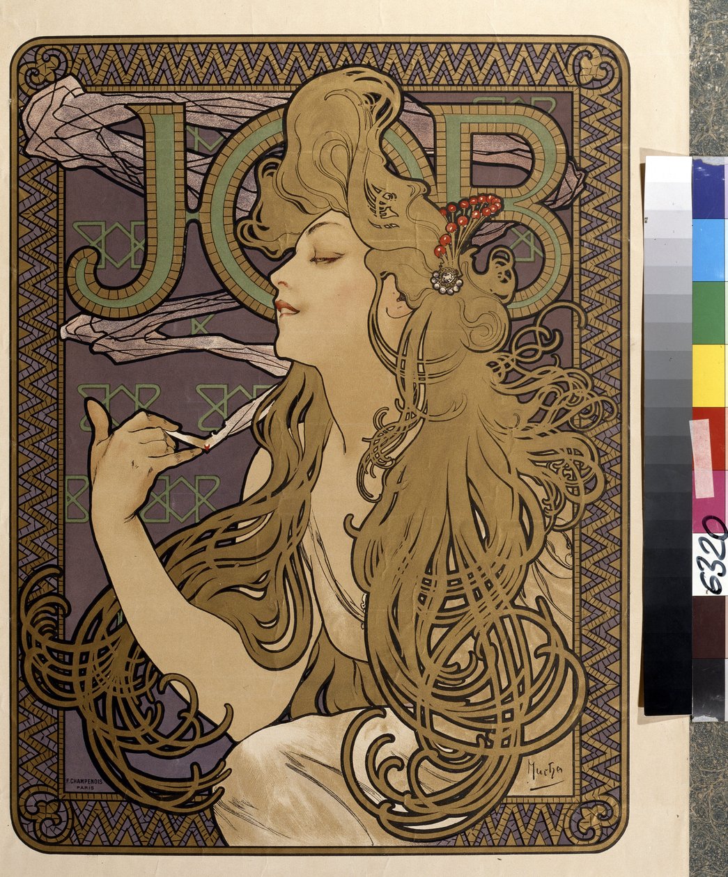 Cartaz publicitário para papel tissue "Job". Obra de Alfons Maria Mucha (Alphonse Marie Mucha de Alphonse Marie Mucha
