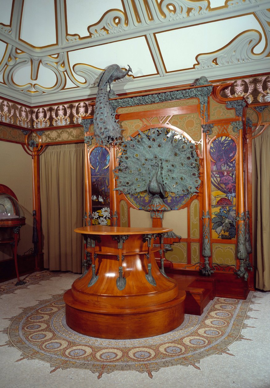 Art Nouveau: decoração interior da joalharia Georges Fouquet (1862-1957) em Paris de Alphonse Mucha