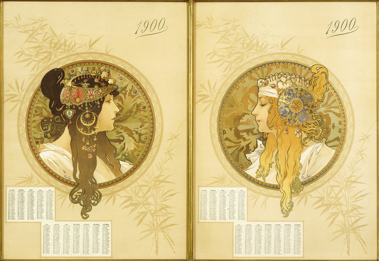 Chefes bizantinos; Bizantinos de Tetes, 1900 de Alphonse Mucha