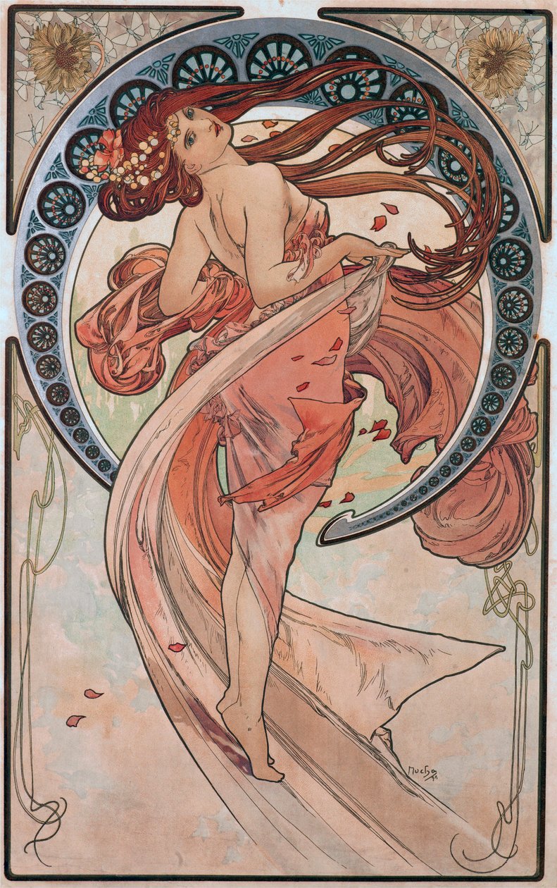 Dança (Rosa) de Alphonse Mucha