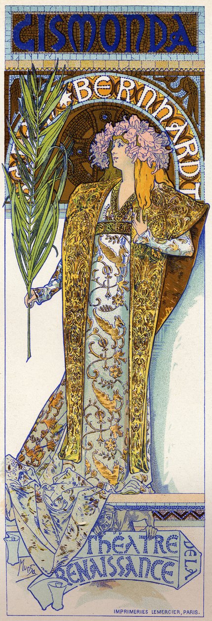 Gismonda com Sarah Bernhardt em Paris de Alphonse Marie Mucha
