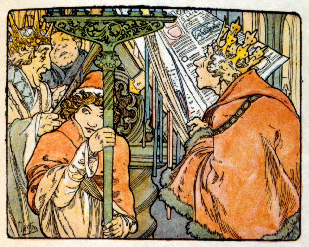 Ilustração de Alphonse Mucha de "Clio" uma obra do autor francês Anatole France. 1900. Mucha (1860 1939). foi pintor de "Art Nouveau checo". de Alphonse Mucha