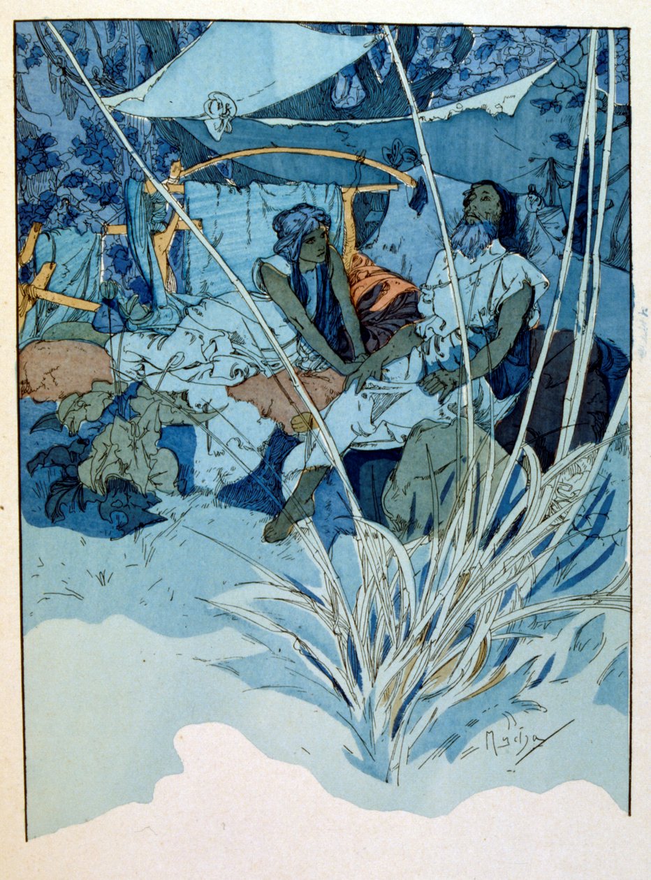 Ilustração de Alphonse Mucha de "Rama" um poema em três atos de Paul Verola. ca.1898. Mucha (1860 1939). foi pintor de "Art Nouveau checo". de Alphonse Mucha