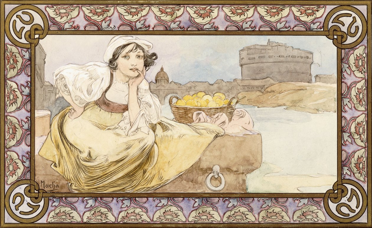 Garota Italiana, 1900 de Alphonse Mucha