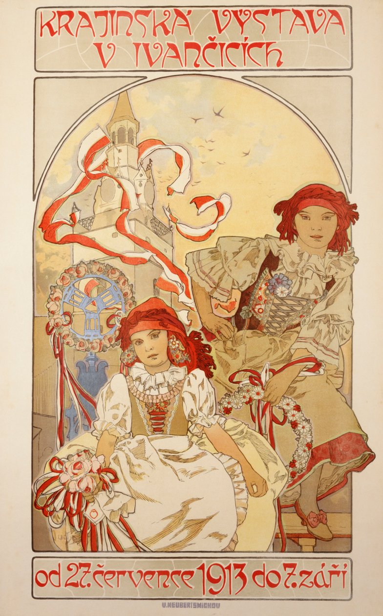 Exposição de paisagens em Ivancicich, 1913 de Alphonse Mucha