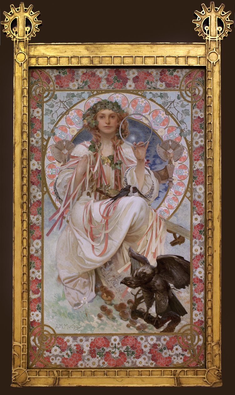 Retrato de Josephine Crane Bradley, na Flávia. Pintura de Alfons Mucha (1860-1939), óleo e têmpera sobre tela de Alphonse Mucha