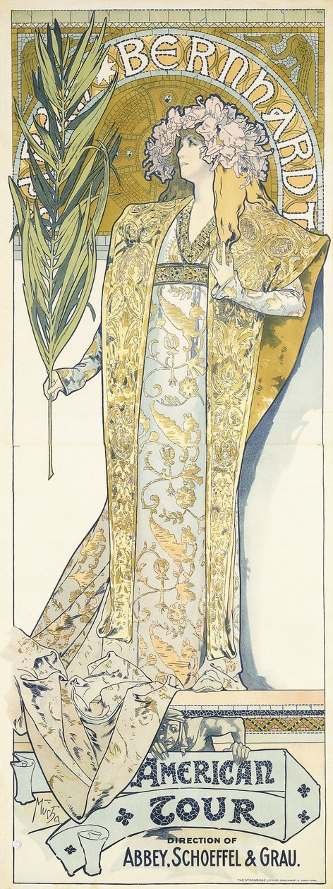 Sarah Bernhardt, turnê americana, 1895 de Alphonse Mucha