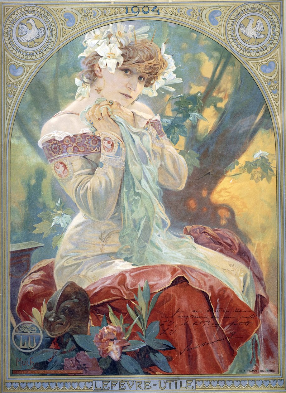 Sarah Bernhardt no papel da princesa Lointaine, 1904 de Alphonse Mucha